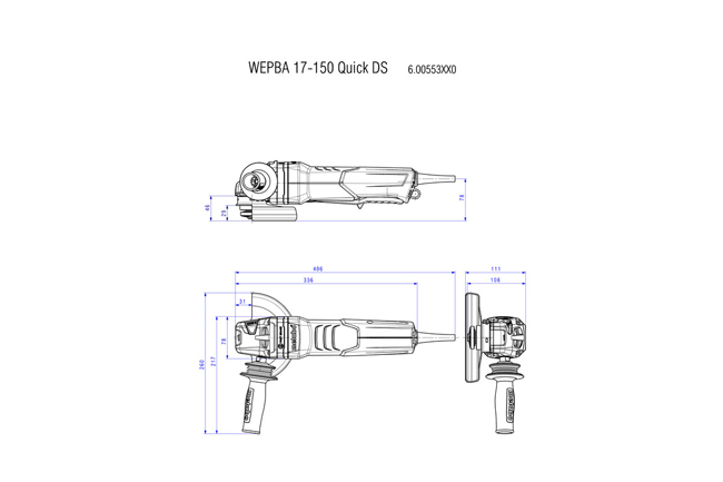 Metabo WEPBA 17-150 Quick DS Angle Grinder from GME Supply